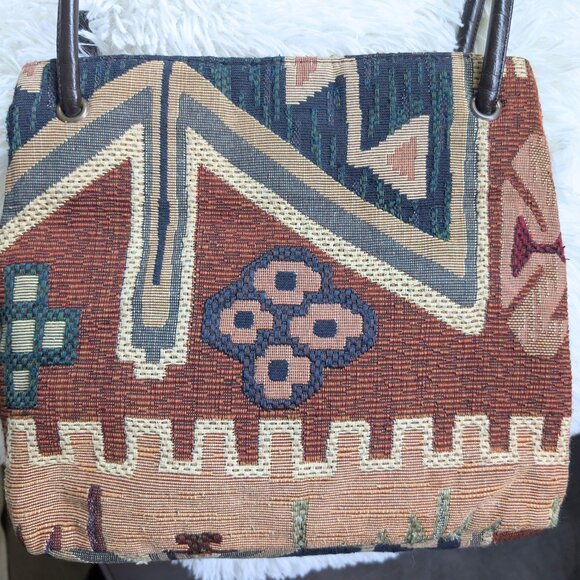 Nine West, Vintage Tapestry Shoulder Bag – 90s Y2K Boho Aztec Style - Picture 3 of 12